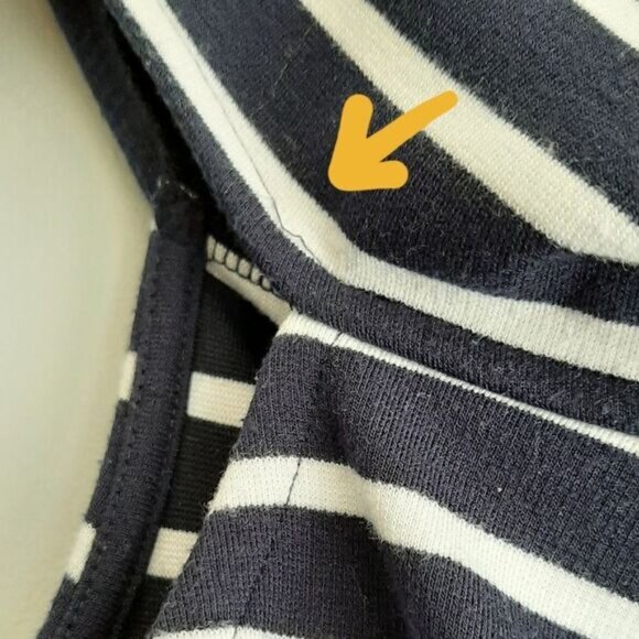 MAEVE Anthropologie Structured Off-The-Shoulder Top Blue & White Sz S Flawed - Picture 5 of 16